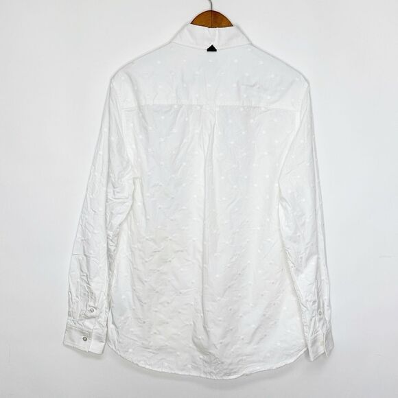 Erdem Stephen Embroidered Dots Long Sleeve Shirt White Medium - Picture 9 of 13